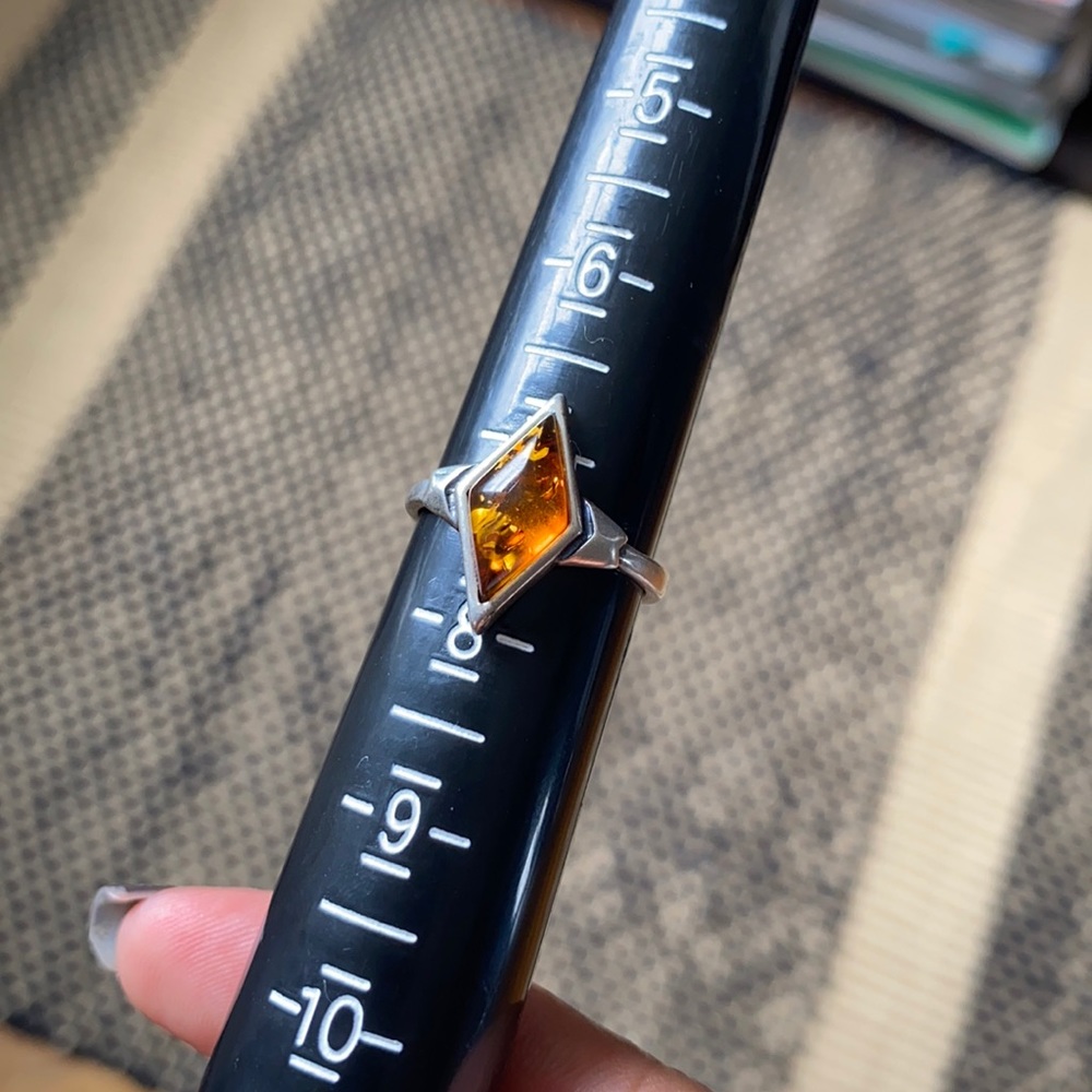 925 Sterling Silver Baltic Amber Ring Size 7.5